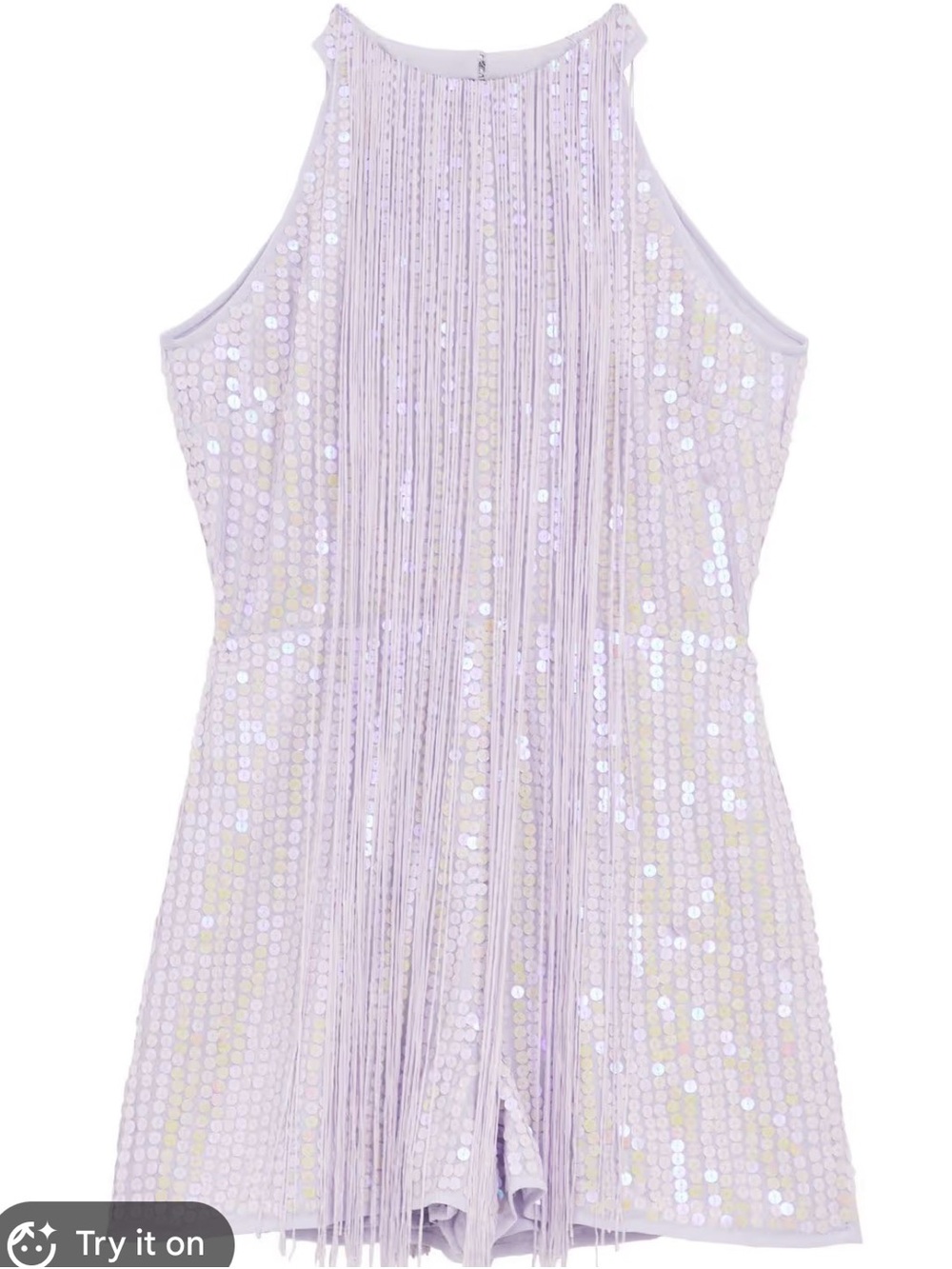 ASOS Lavender Sequin Fringe Halter Romper party rush